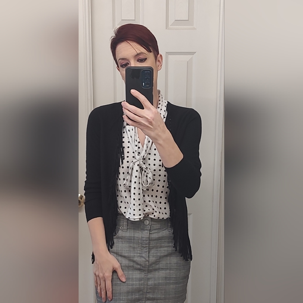 Nine West polka dot blouse with tie XS